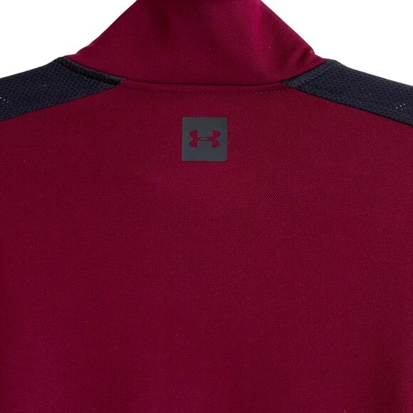 Under Armour Fitted Performance Jacket Full Zip Large Burgundy Mesh Sleeves - Picture 6 of 15